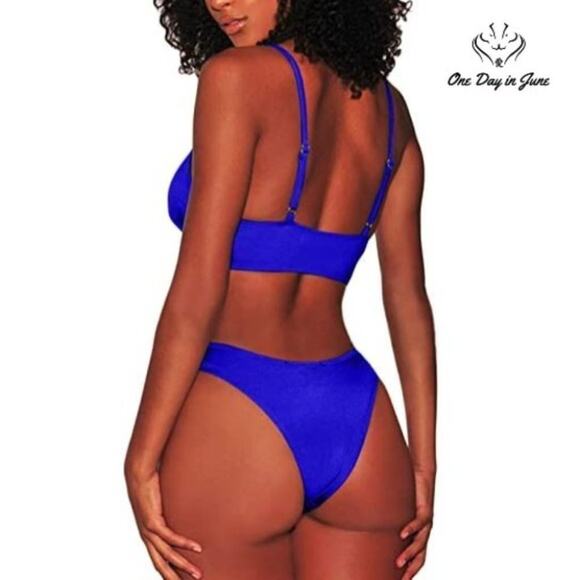 Fafofa Scoop Neck High Cut Bikini Swimsuit Size L - Picture 2 of 4